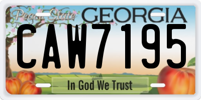 GA license plate CAW7195