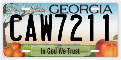 GA license plate CAW7211