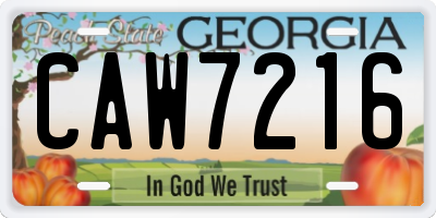 GA license plate CAW7216