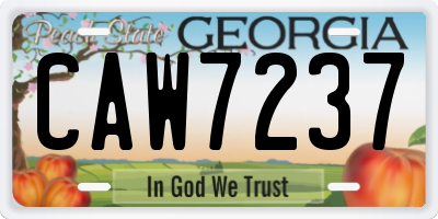 GA license plate CAW7237