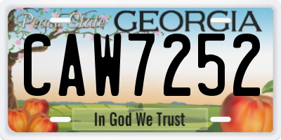 GA license plate CAW7252