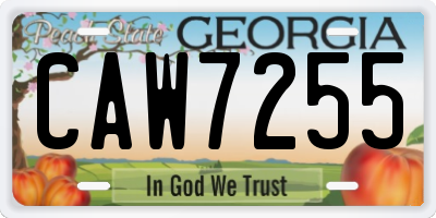 GA license plate CAW7255