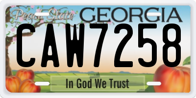 GA license plate CAW7258