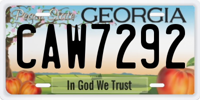 GA license plate CAW7292