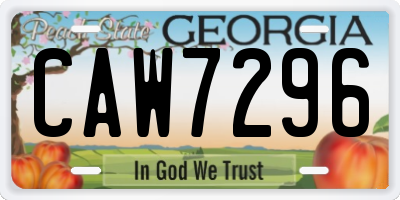 GA license plate CAW7296