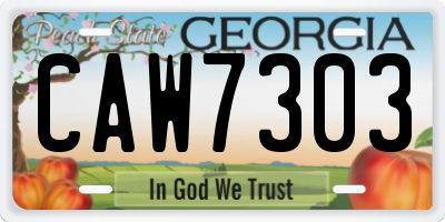 GA license plate CAW7303