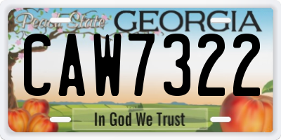 GA license plate CAW7322