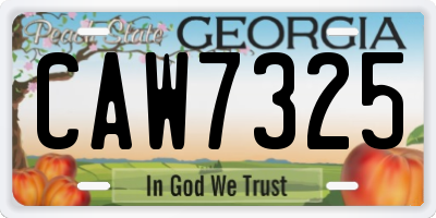 GA license plate CAW7325