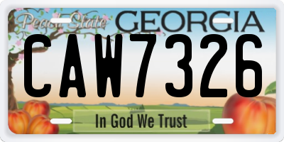 GA license plate CAW7326