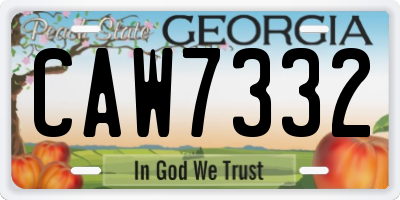 GA license plate CAW7332