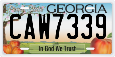 GA license plate CAW7339