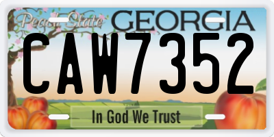 GA license plate CAW7352