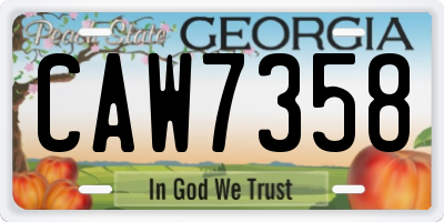 GA license plate CAW7358