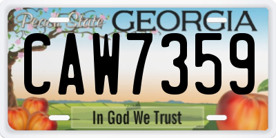 GA license plate CAW7359