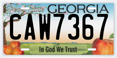GA license plate CAW7367