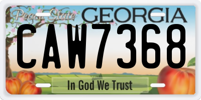 GA license plate CAW7368