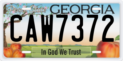 GA license plate CAW7372