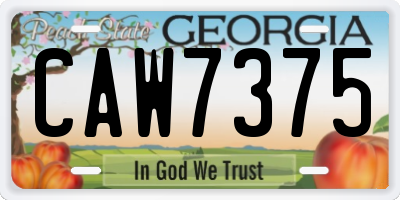 GA license plate CAW7375