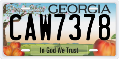 GA license plate CAW7378
