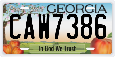 GA license plate CAW7386