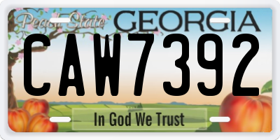 GA license plate CAW7392