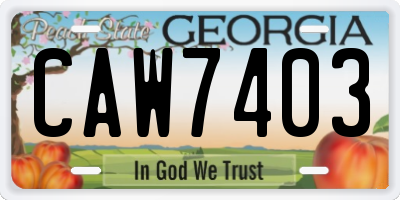 GA license plate CAW7403