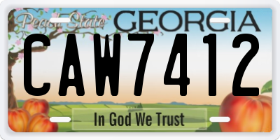 GA license plate CAW7412