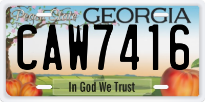 GA license plate CAW7416