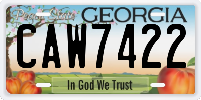 GA license plate CAW7422