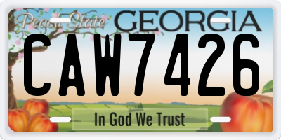 GA license plate CAW7426