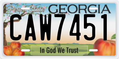 GA license plate CAW7451