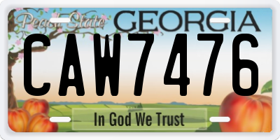 GA license plate CAW7476