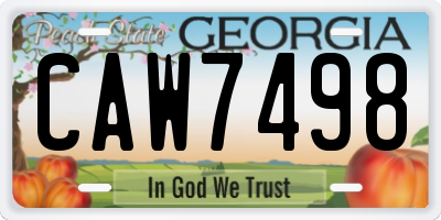 GA license plate CAW7498