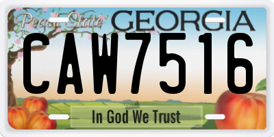 GA license plate CAW7516