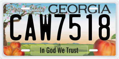 GA license plate CAW7518
