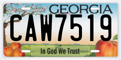 GA license plate CAW7519