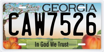 GA license plate CAW7526