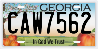GA license plate CAW7562