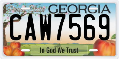 GA license plate CAW7569