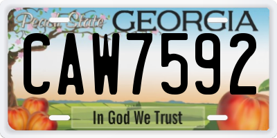 GA license plate CAW7592