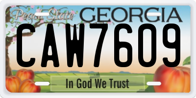 GA license plate CAW7609