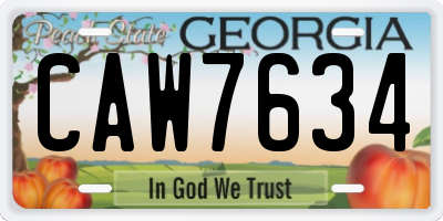 GA license plate CAW7634