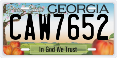 GA license plate CAW7652