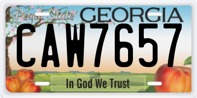 GA license plate CAW7657