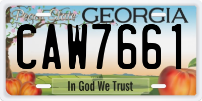 GA license plate CAW7661