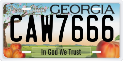 GA license plate CAW7666