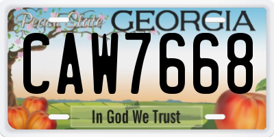 GA license plate CAW7668