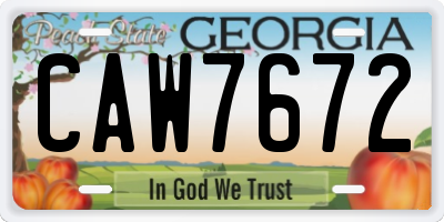 GA license plate CAW7672