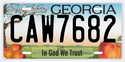 GA license plate CAW7682
