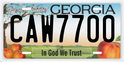 GA license plate CAW7700